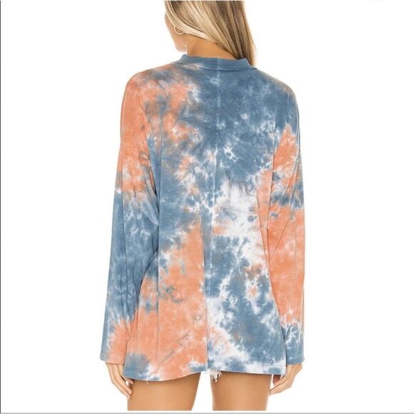 Free People Tie Dye Long Sleeve Tee in Blue Combo, Sz Small, Boho Festival - Picture 2 of 11